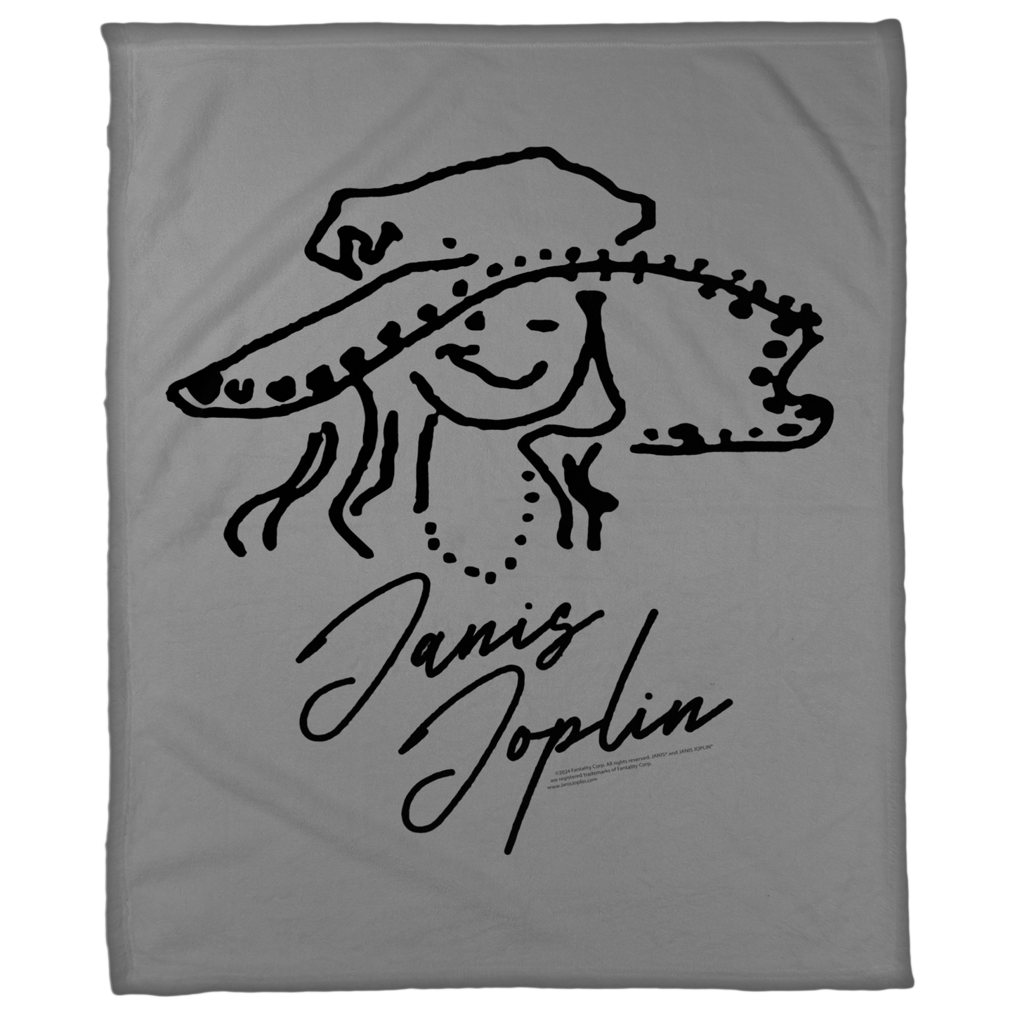 Janis Joplin Outline Sketched Grey with Fleece Blanket