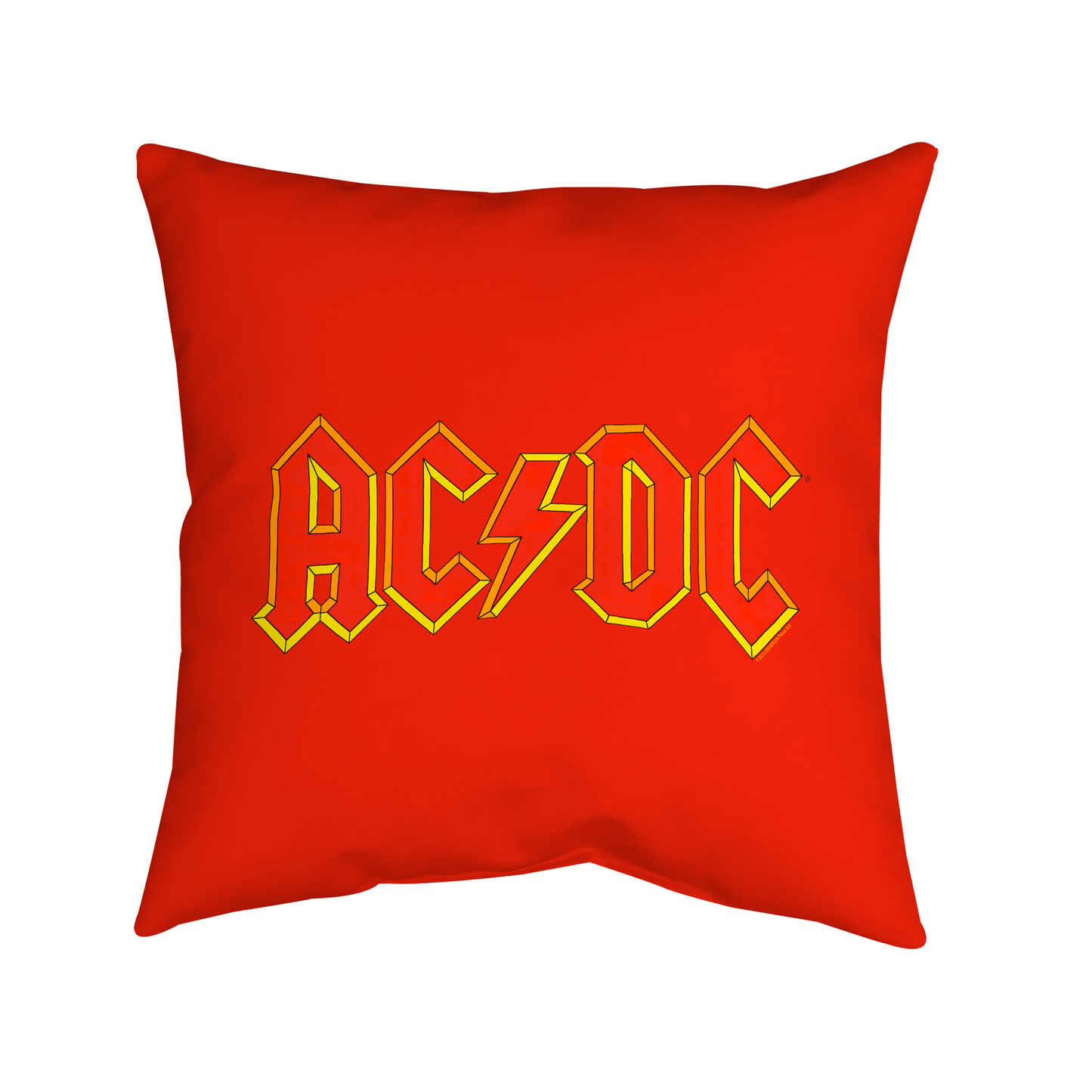 ACDC Yellow Outline Red Logo Pillow square