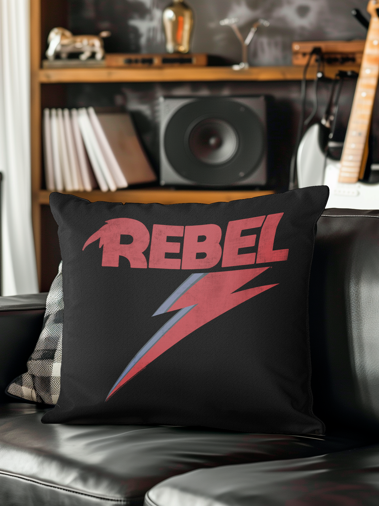 David Bowie Distressed Rebel Pillow