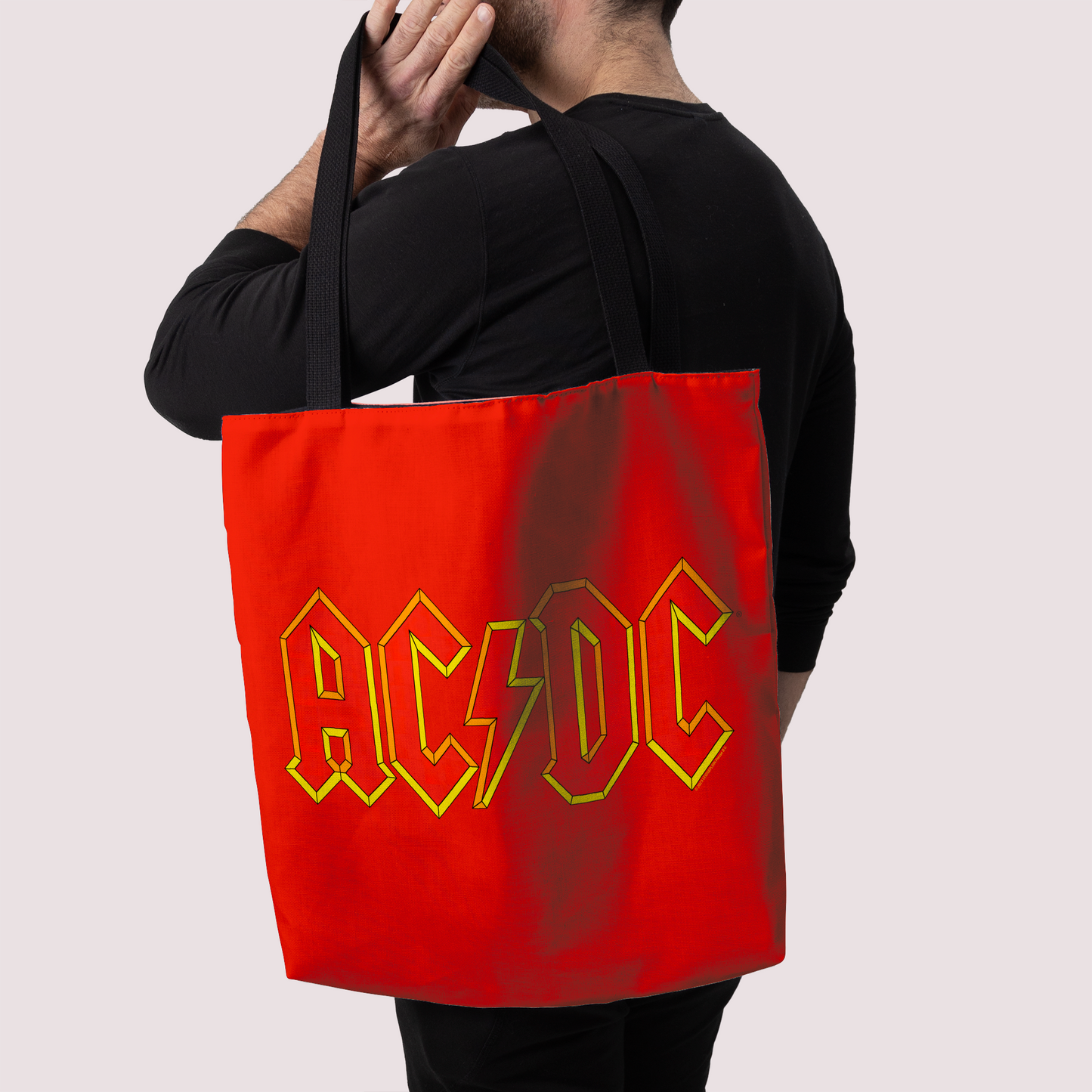 ACDC Yellow Outline Red Logo Tote Bag