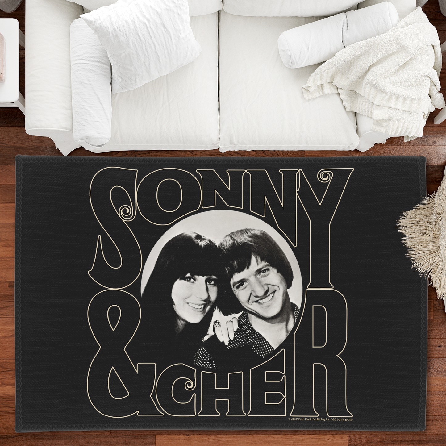 Sonny & Cher Circle Photo with Area Rug rectangular