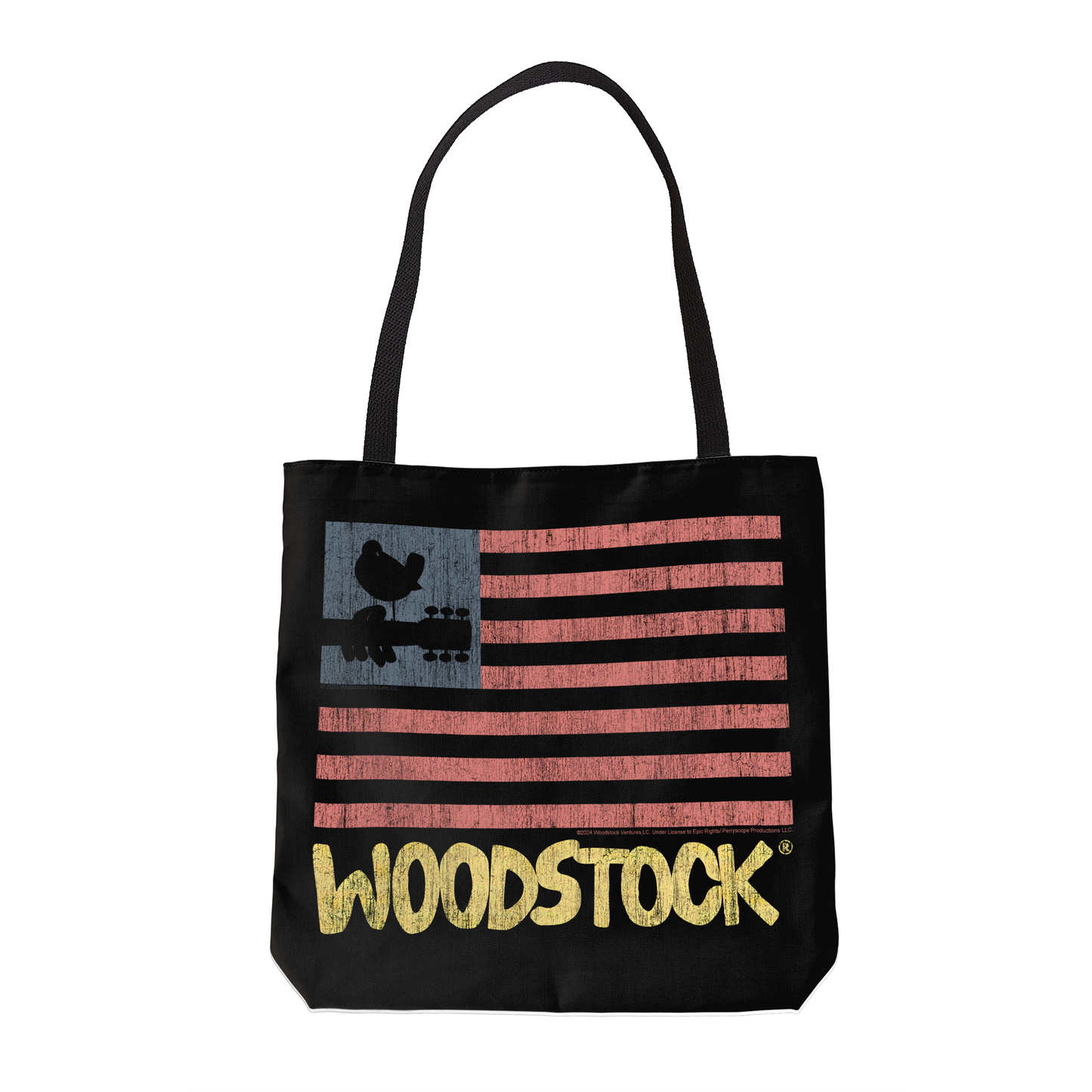 Woodstock Distressed Flag Black and Woodstock Distressed Flag Black with Tote Bag