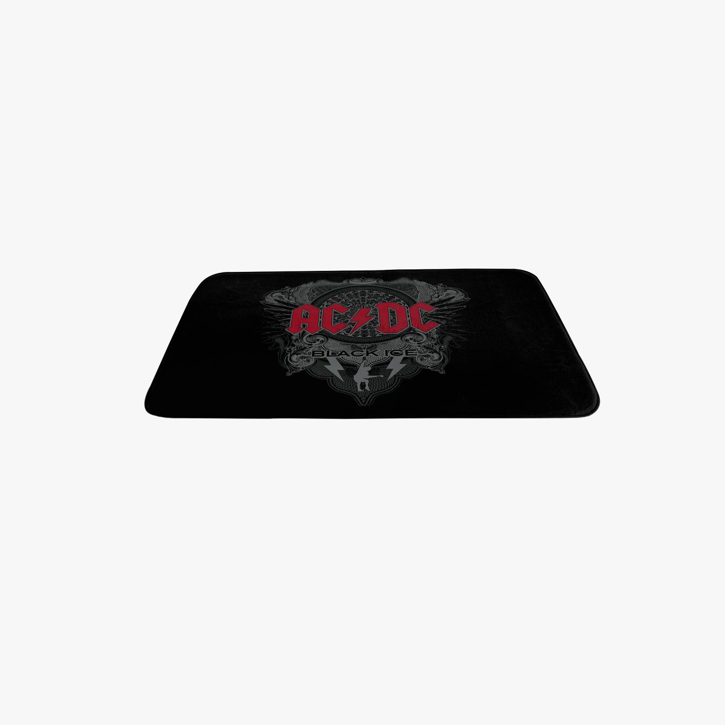 ACDC Black Ice Red Print Bathmat - Memory Foam, Plush Microfiber, 24"x17 Water-Absorbent - Bathmat, Bathroom