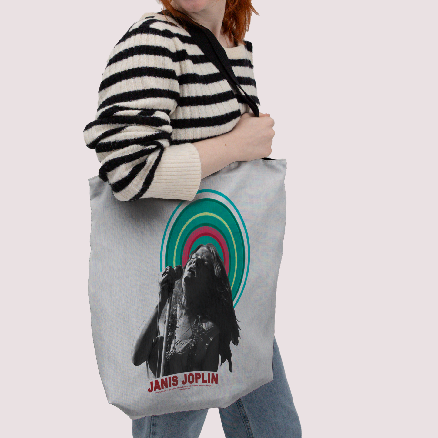 Janis Joplin Halo Photo White and Janis Joplin Halo Photo White with Tote Bag