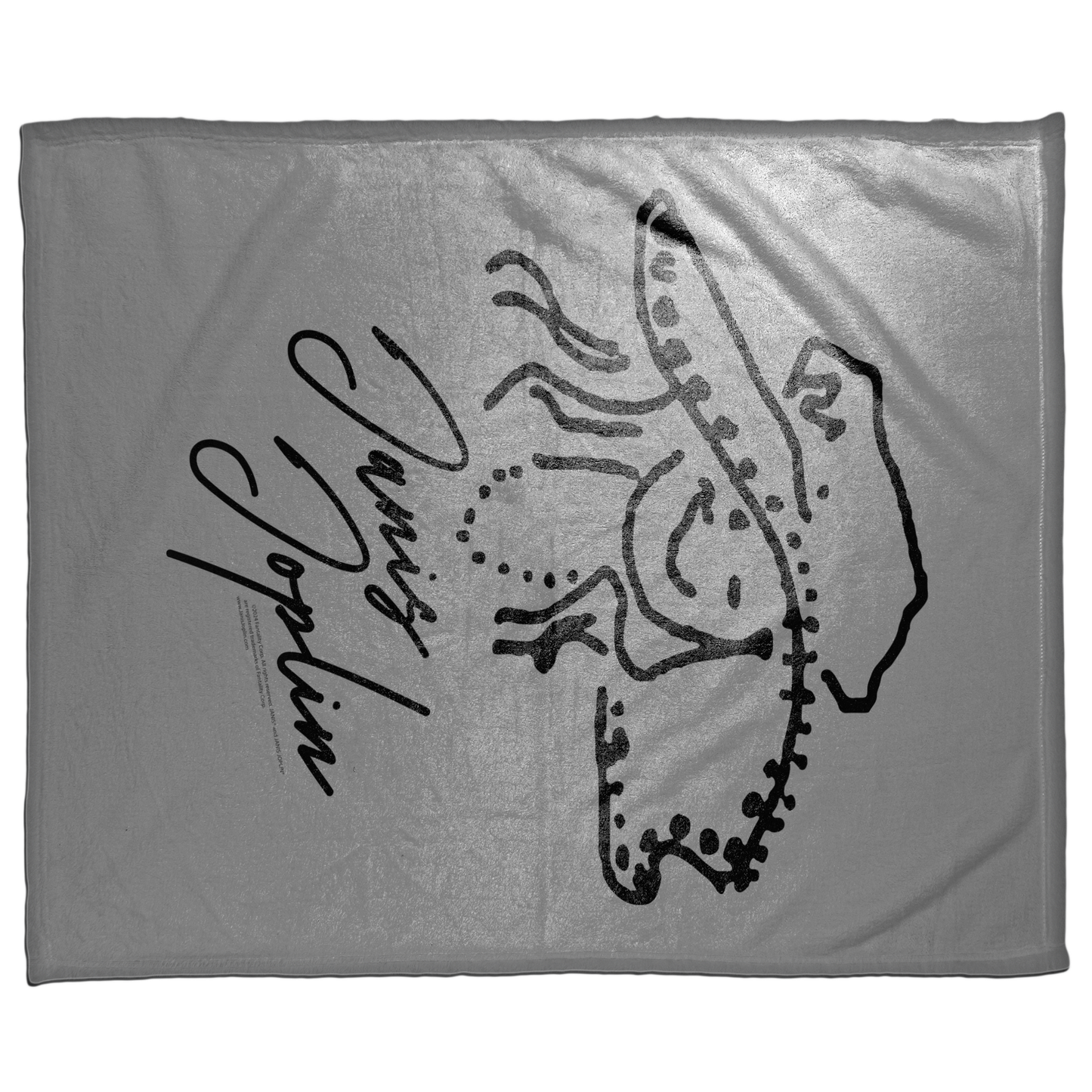 Janis Joplin Outline Sketched Grey with Fleece Blanket