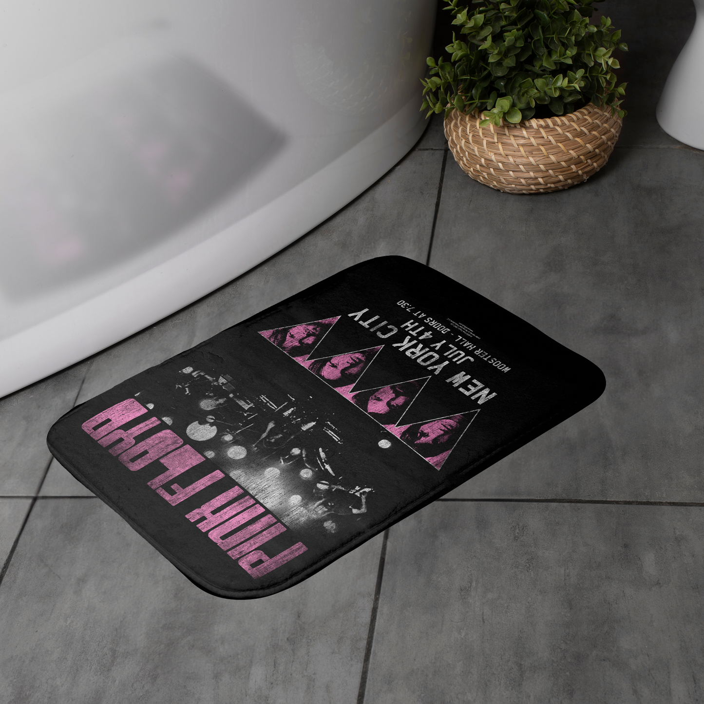 Pink Floyd Tour N-Y-C Printed Bathmat, Size 24"x17", Memory Foam, Plush Microfiber, Water-Absorbent, Bathroom Use