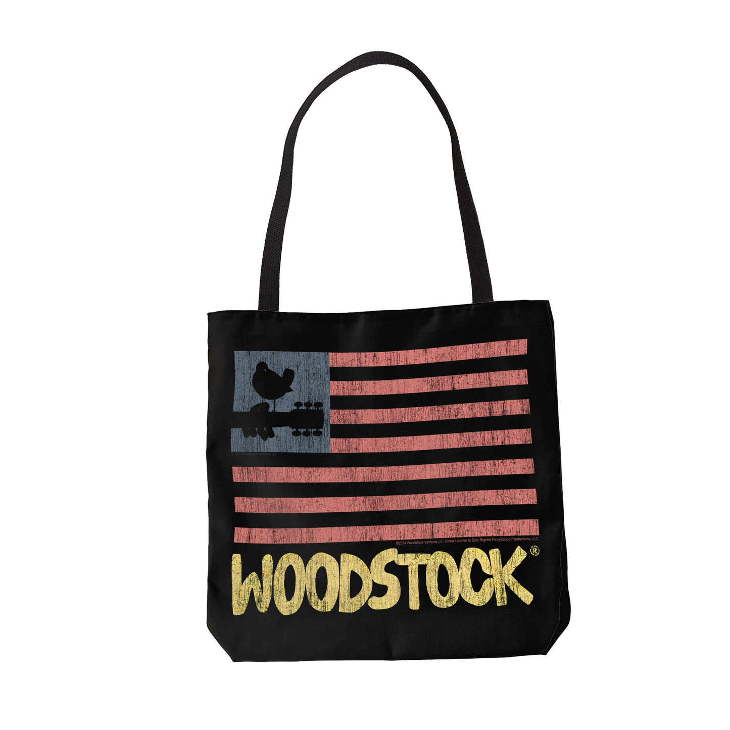 Woodstock Distressed Flag Black and Woodstock Distressed Flag Black with Tote Bag