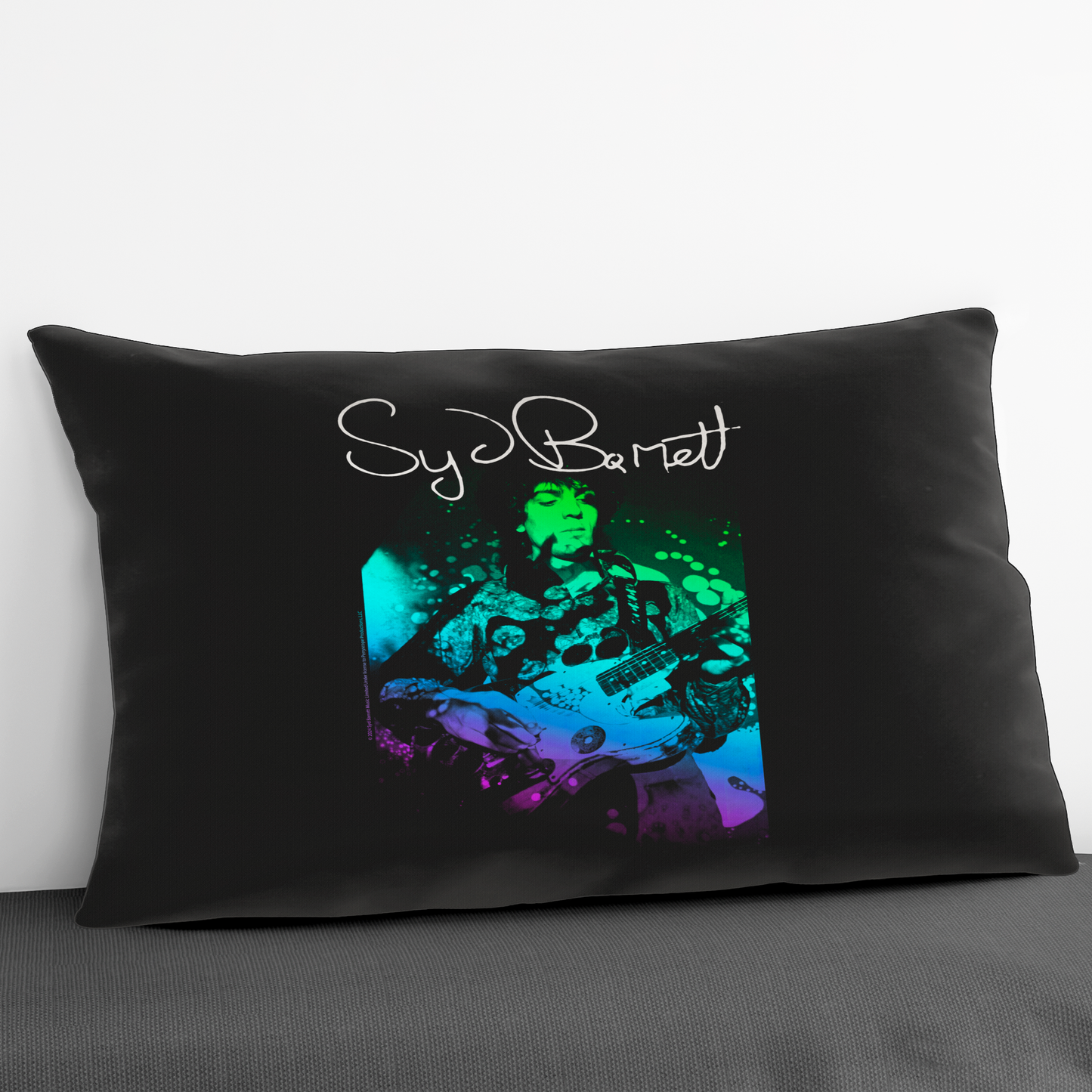 Syd Barret Colorful Portrait with Guitar with Pillow rectangular