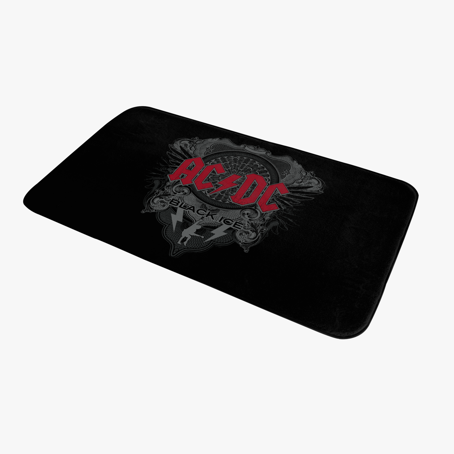 ACDC Black Ice Red Print Bathmat - Memory Foam, Plush Microfiber, 34"x21" Water-Absorbent - Bathmat, Bathroom