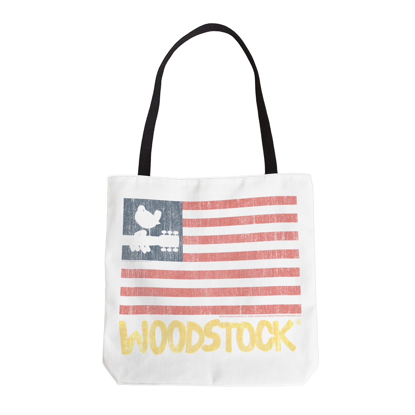 Woodstock Distressed Flag White and Woodstock Distressed Flag White with Tote Bag