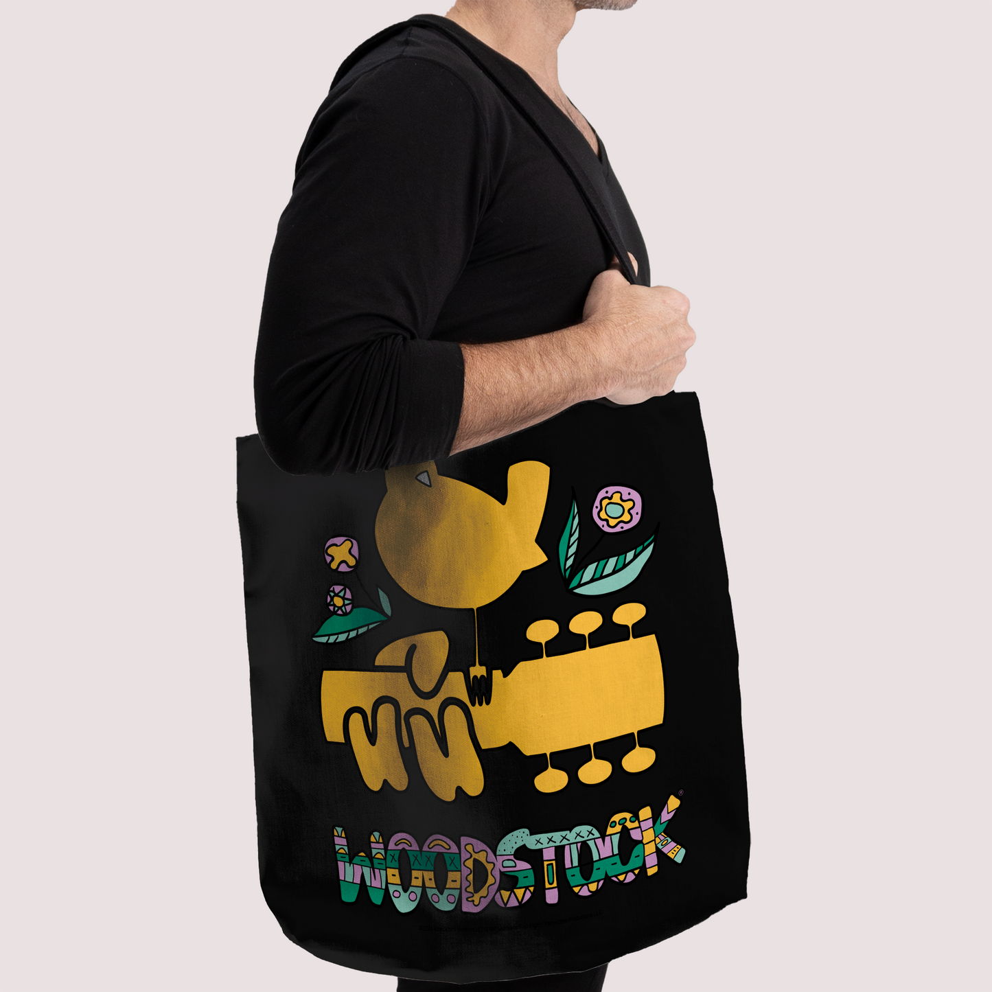 Woodstock Bird Aztec Black and Woodstock Bird Aztec Black with Tote Bag