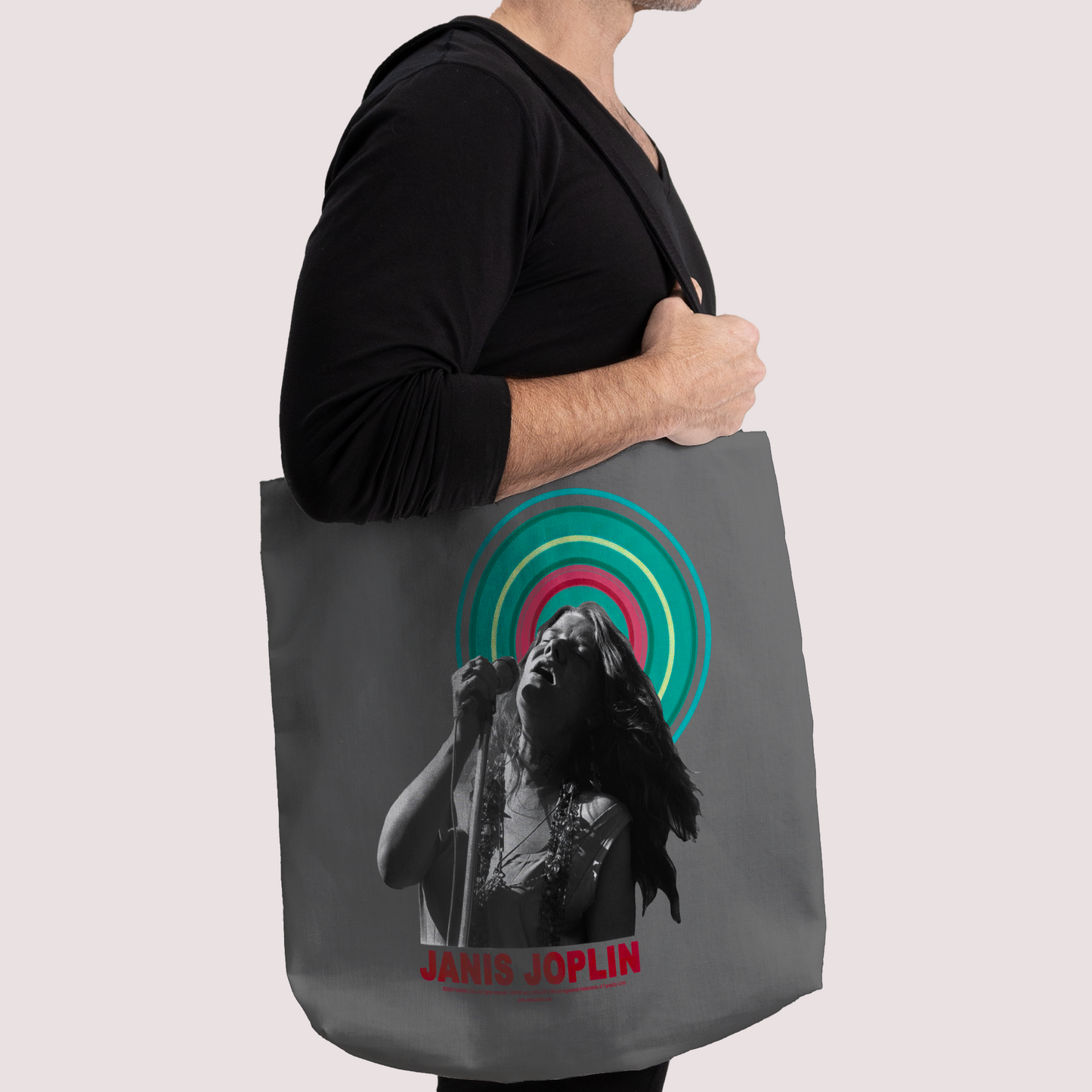 Janis Joplin Halo Photo Grey and Janis Joplin Halo Photo Grey with Tote Bag