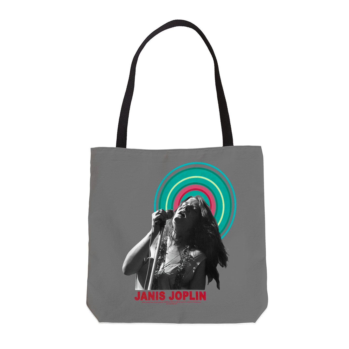 Janis Joplin Halo Photo Grey and Janis Joplin Halo Photo Grey with Tote Bag