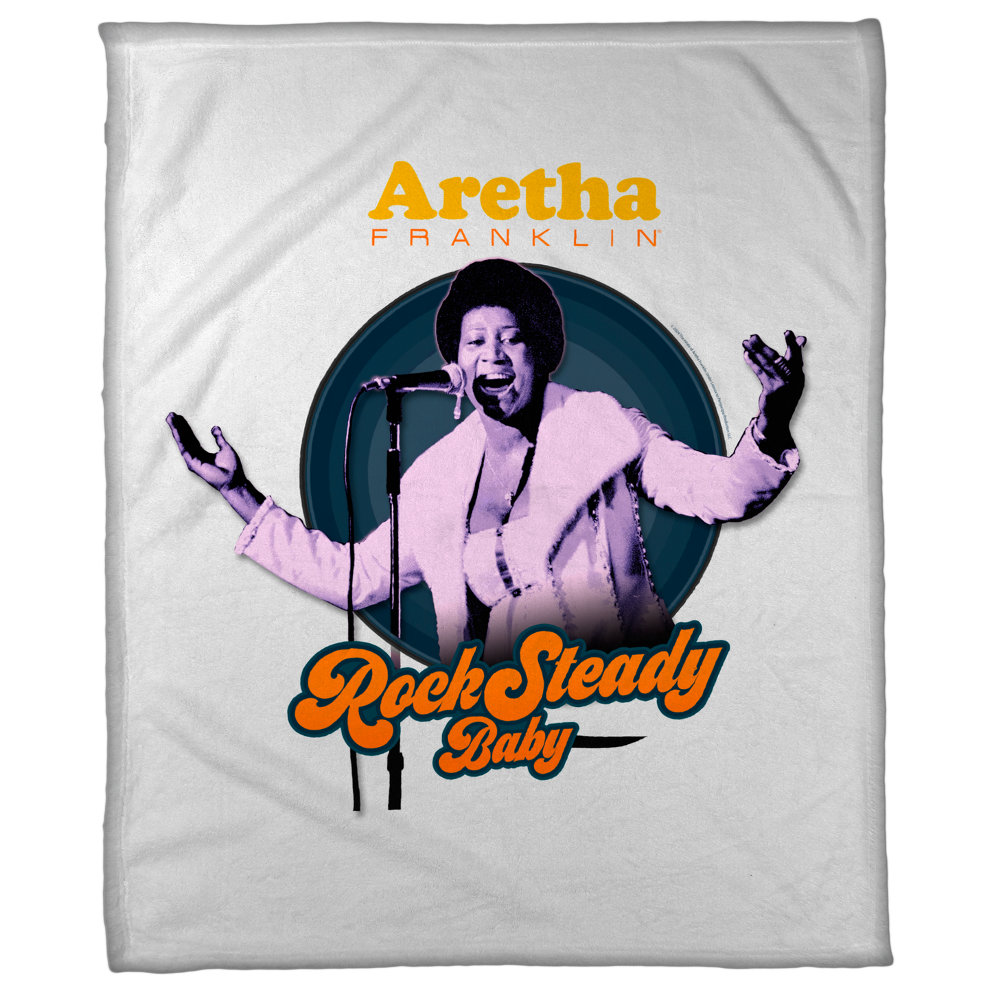 Aretha Franklin Photo - Vibrant Yellow Orange Retro Text Rock Steady Baby with Fleece Blanket