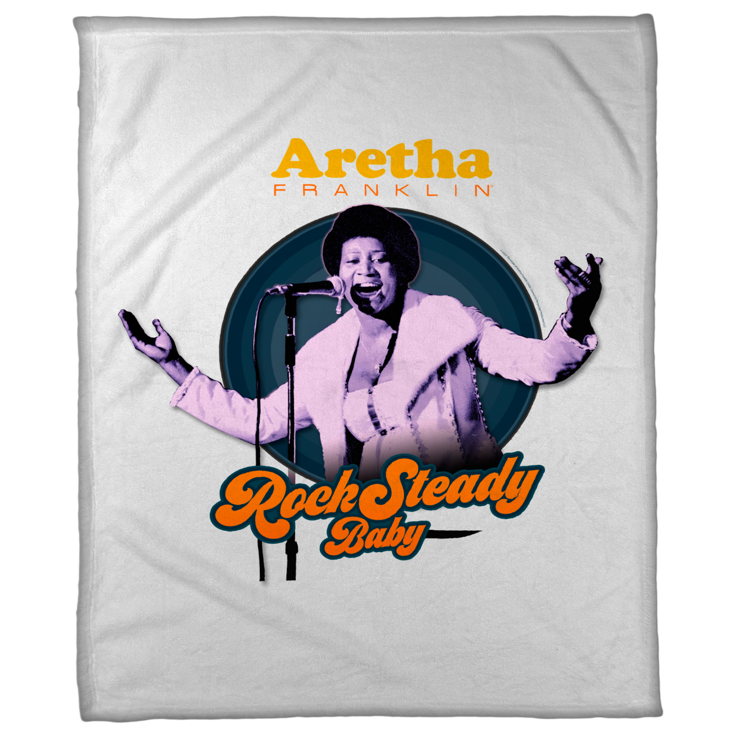 Aretha Franklin Photo - Vibrant Yellow Orange Retro Text Rock Steady Baby with Fleece Blanket