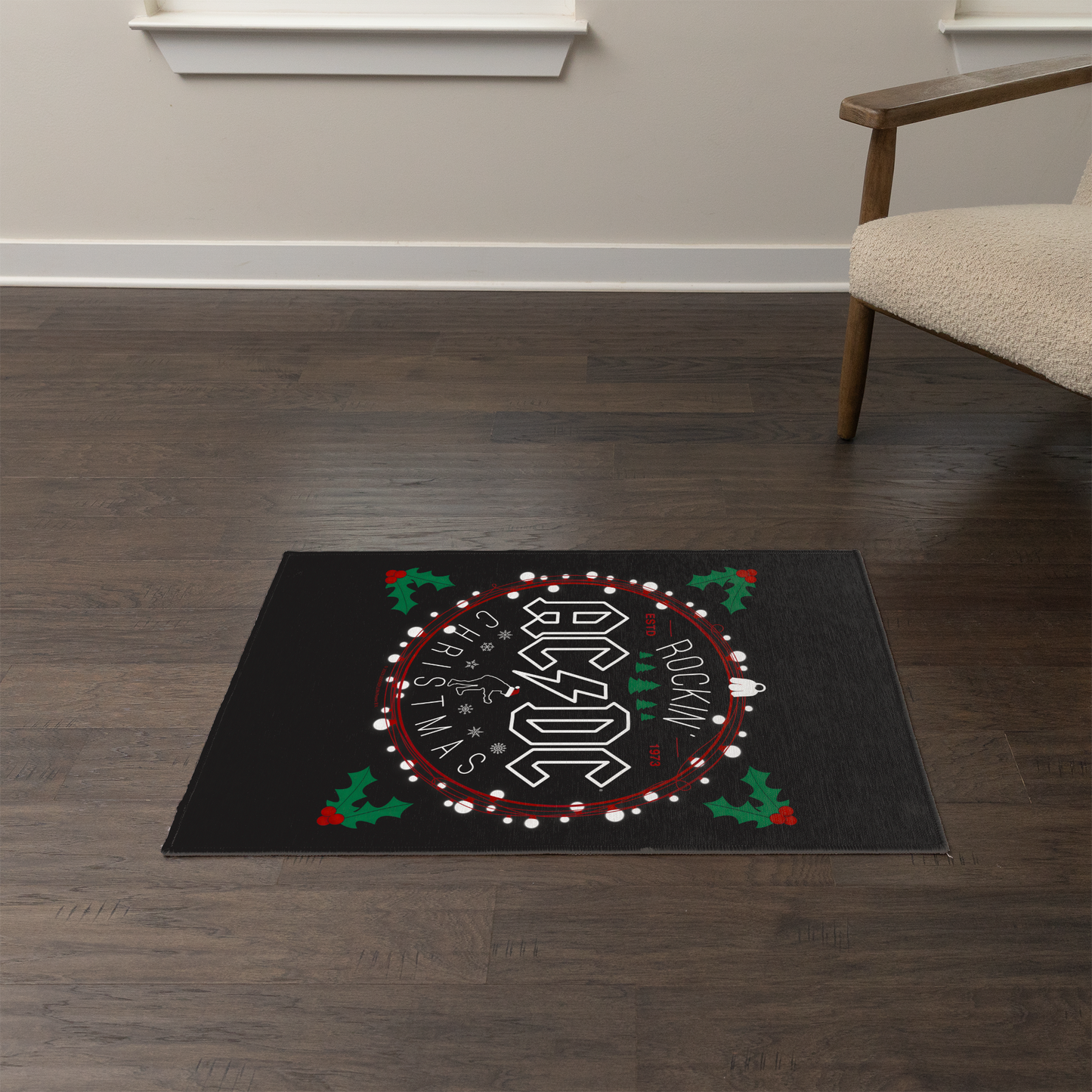 ACDC Christmas Circle Area Rug