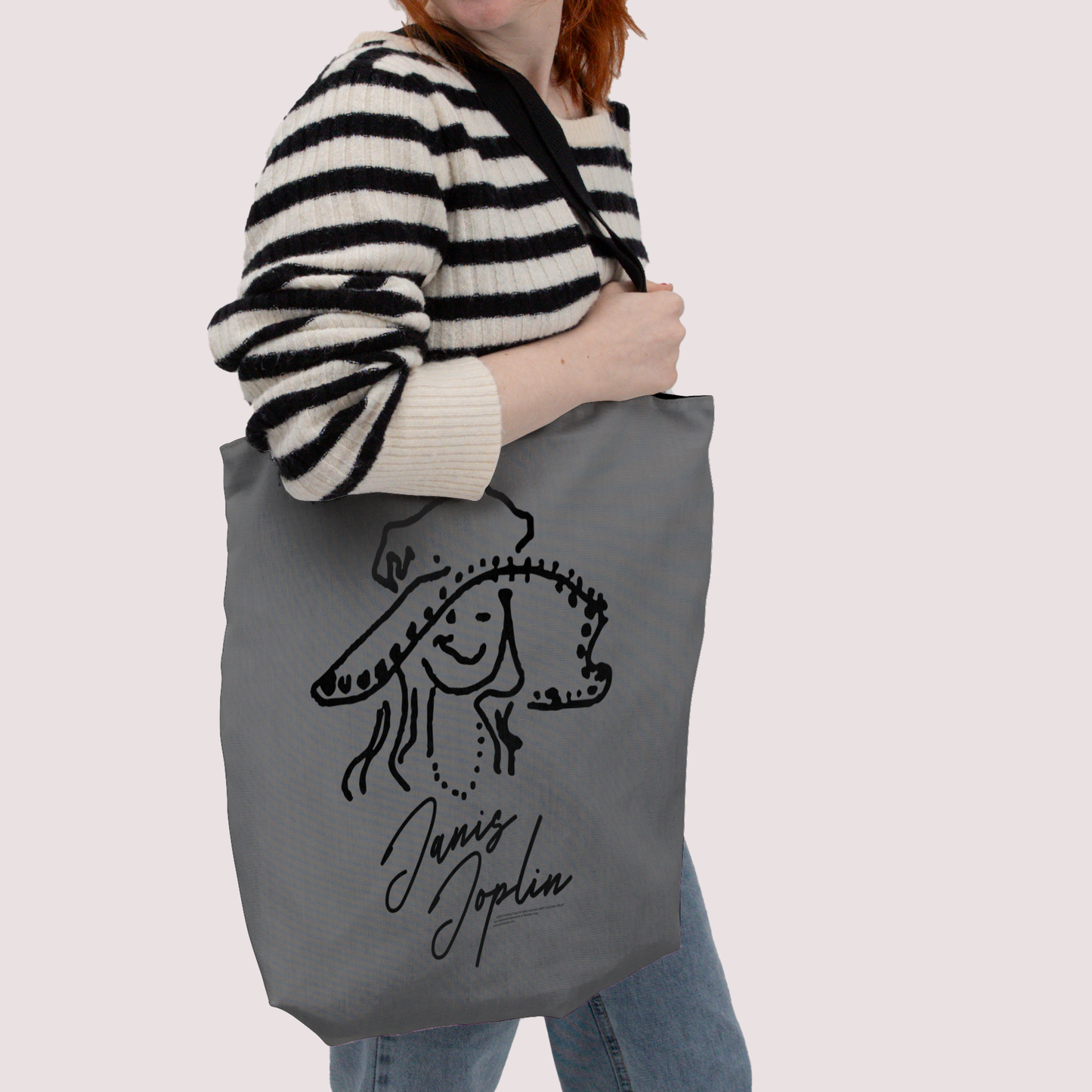 Janis Joplin Outline Sketched Grey and Janis Joplin Outline Sketched Grey with Tote Bag