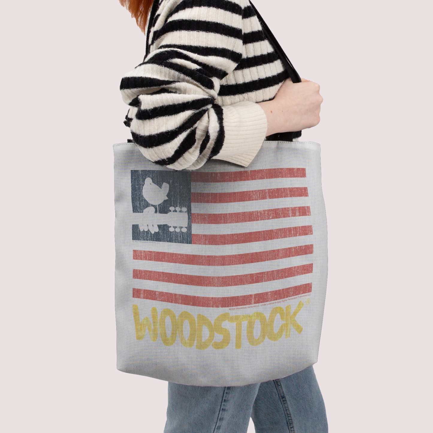 Woodstock Distressed Flag White and Woodstock Distressed Flag White with Tote Bag