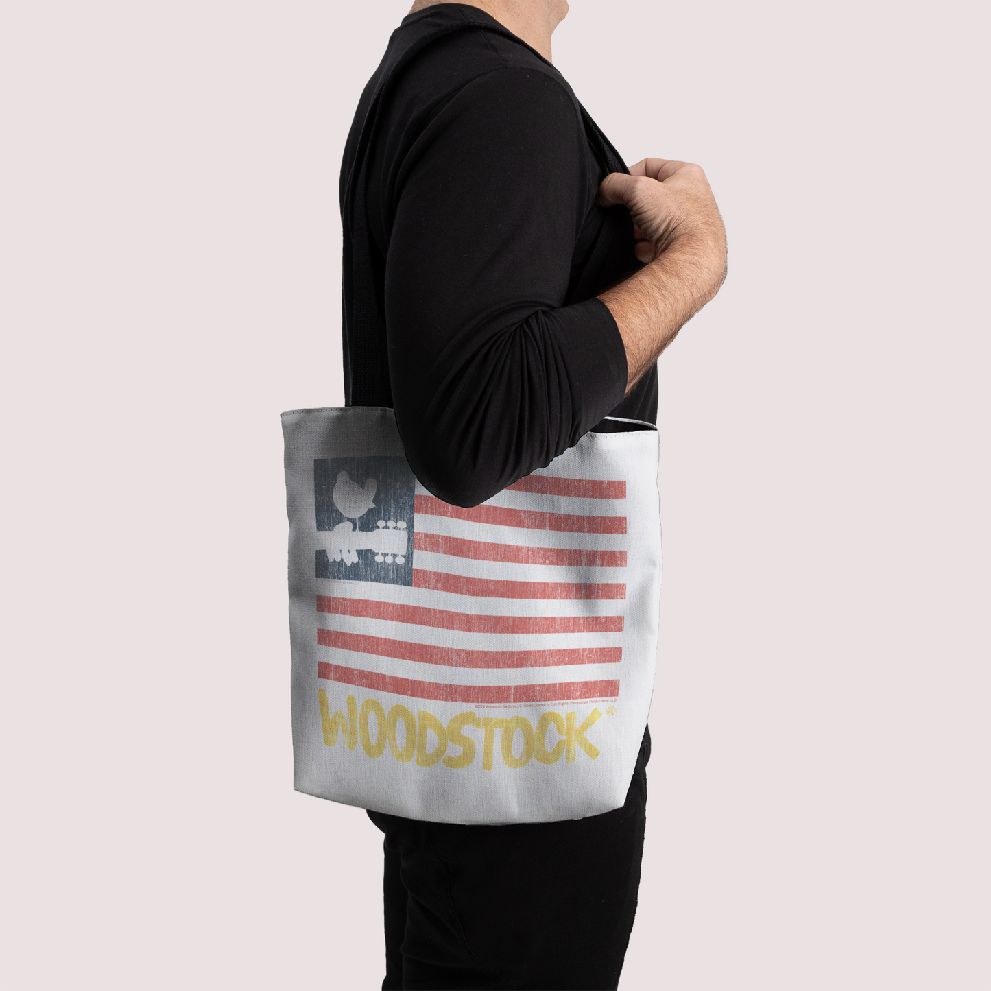 Woodstock Distressed Flag White and Woodstock Distressed Flag White with Tote Bag