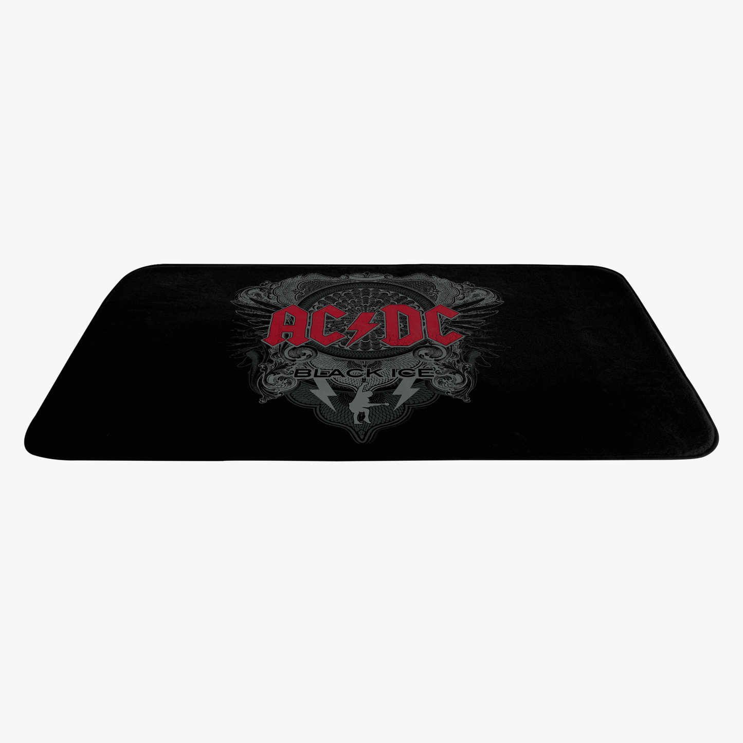 ACDC Black Ice Red Print Bathmat - Memory Foam, Plush Microfiber, 34"x21" Water-Absorbent - Bathmat, Bathroom