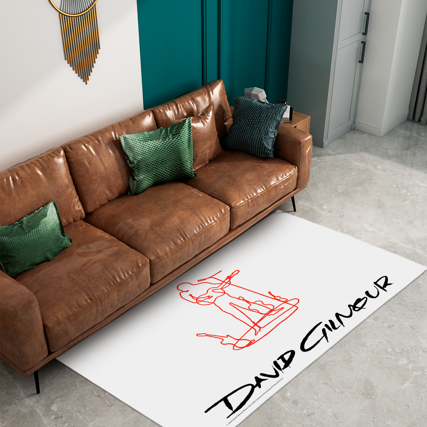 David Gilmour Line Art with Area Rug rectangular