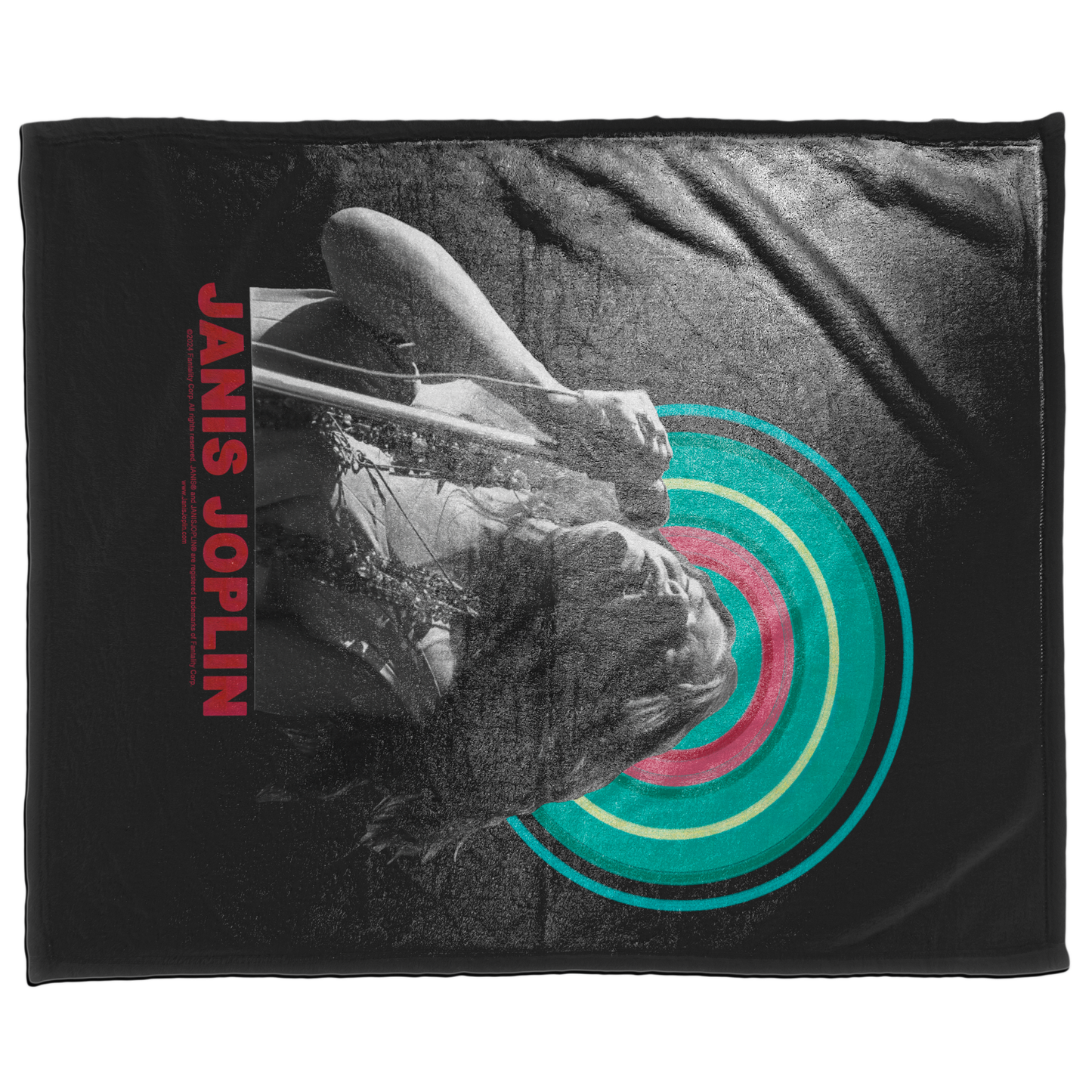 Janis Joplin Halo Photo Black with Fleece Blanket