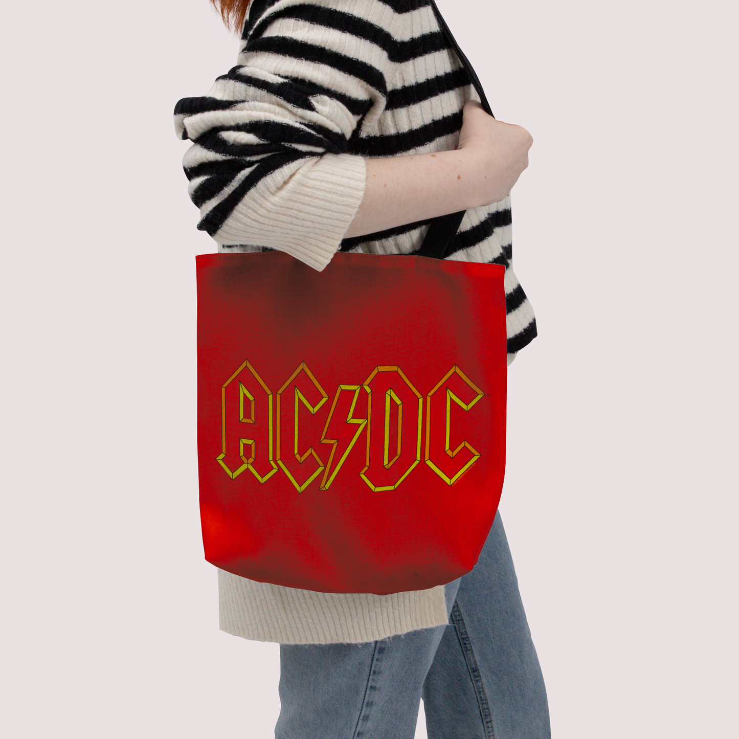 ACDC Yellow Outline Red Logo Tote Bag