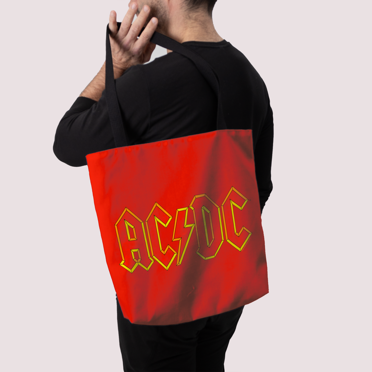 ACDC Yellow Outline Red Logo Tote Bag