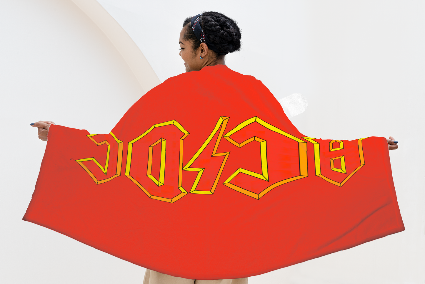 ACDC Yellow Outline Red Logo Fleece Blanket