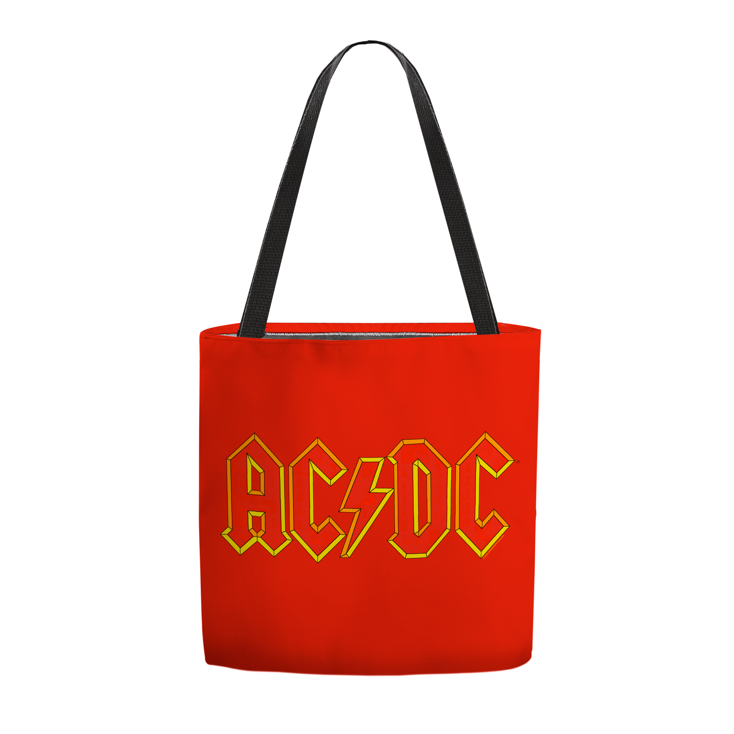 ACDC Yellow Outline Red Logo Tote Bag