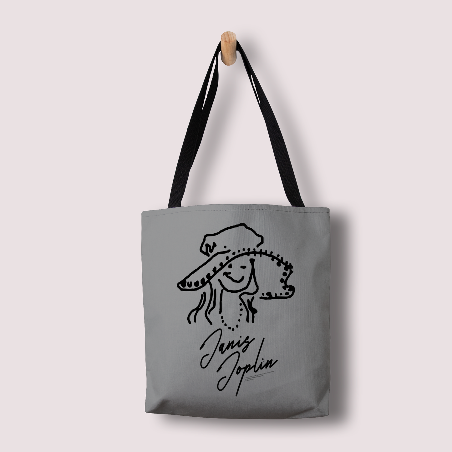 Janis Joplin Outline Sketched Grey and Janis Joplin Outline Sketched Grey with Tote Bag