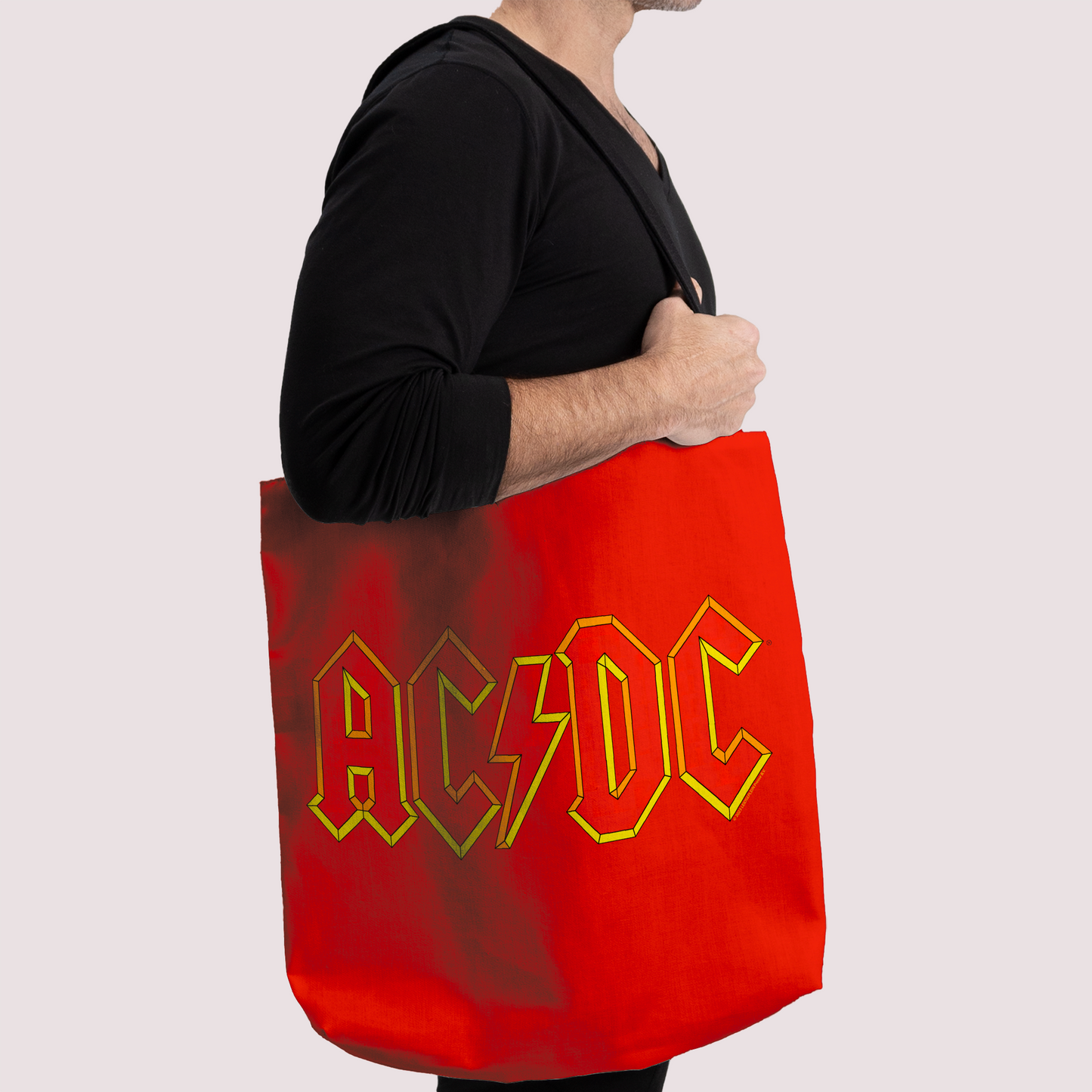 ACDC Yellow Outline Red Logo Tote Bag