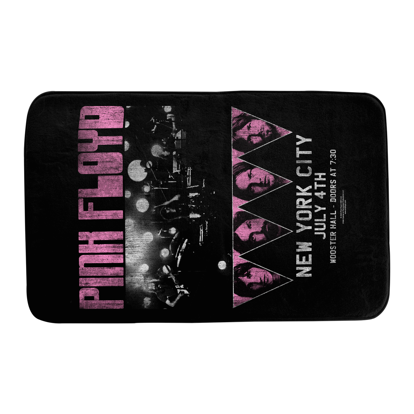 Pink Floyd Tour N-Y-C Printed Bathmat, Size 34"x21", Memory Foam, Plush Microfiber, Water-Absorbent, Bathroom Use