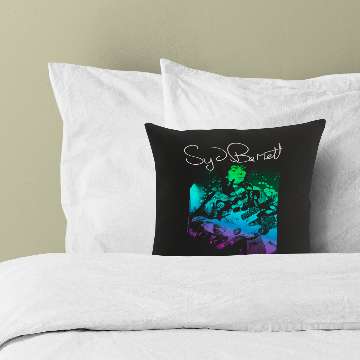 Syd Barret Colorful Portrait with Guitar with Pillow square