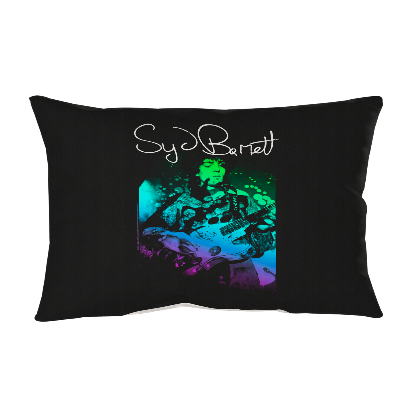 Syd Barret Colorful Portrait with Guitar with Pillow rectangular