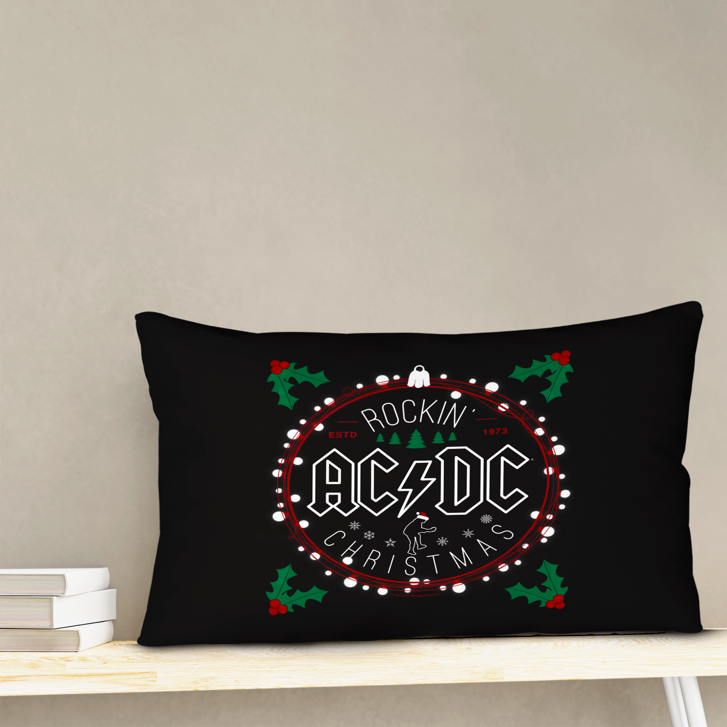 ACDC Christmas Circle Pillow rectangular