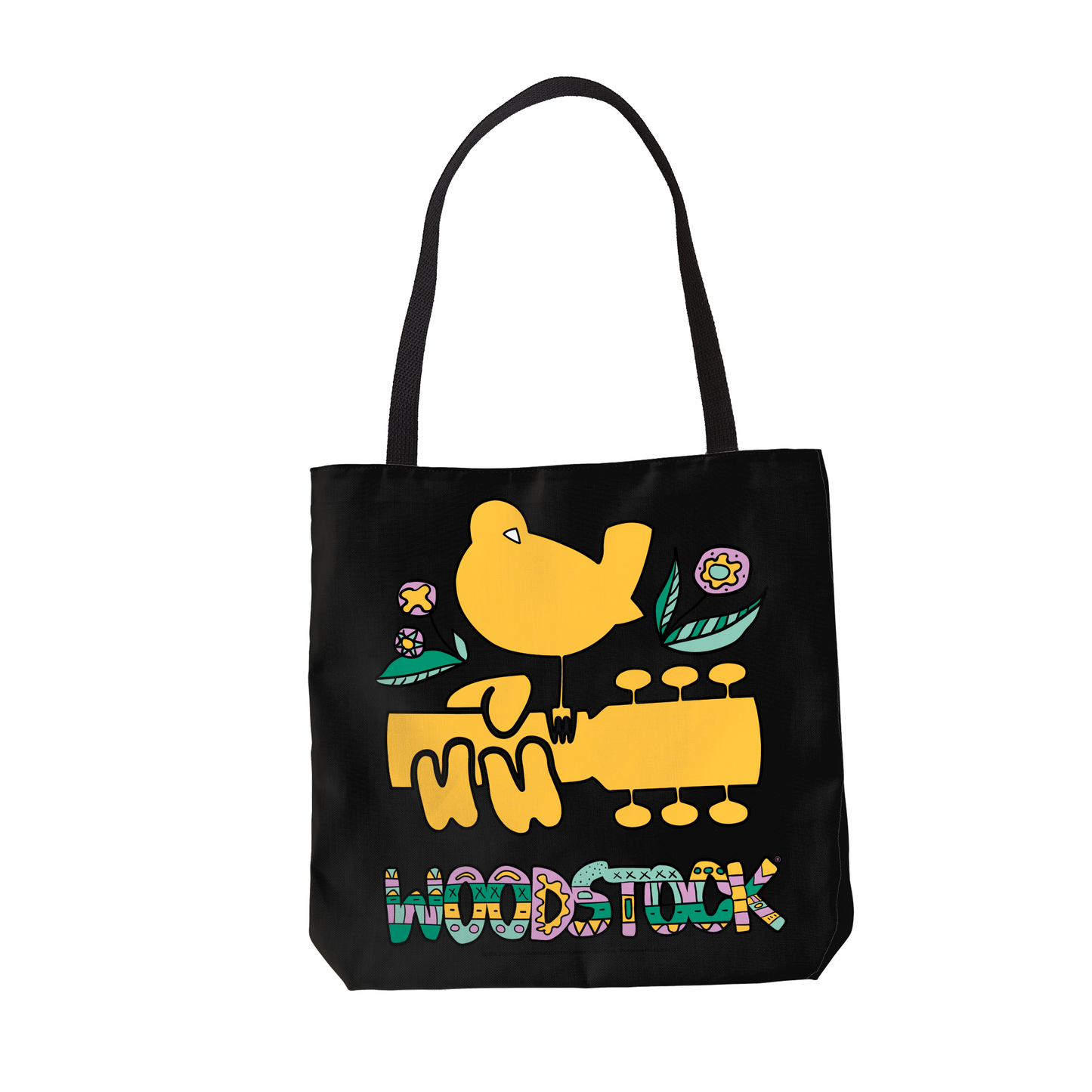 Woodstock Bird Aztec Black and Woodstock Bird Aztec Black with Tote Bag