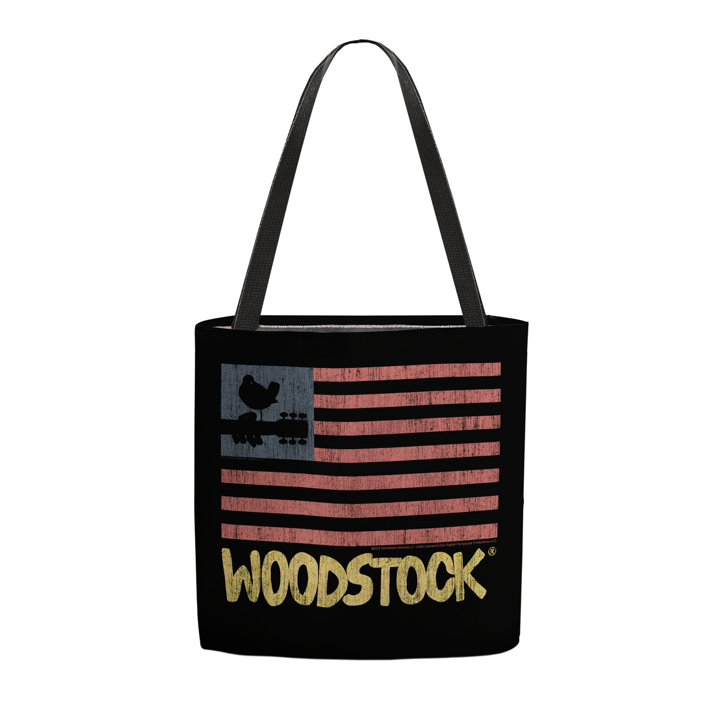 Woodstock Distressed Flag Black and Woodstock Distressed Flag Black with Tote Bag