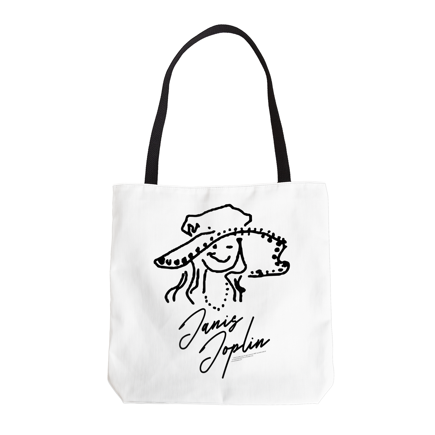 Janis Joplin Outline Sketched White and Janis Joplin Outline Sketched White with Tote Bag