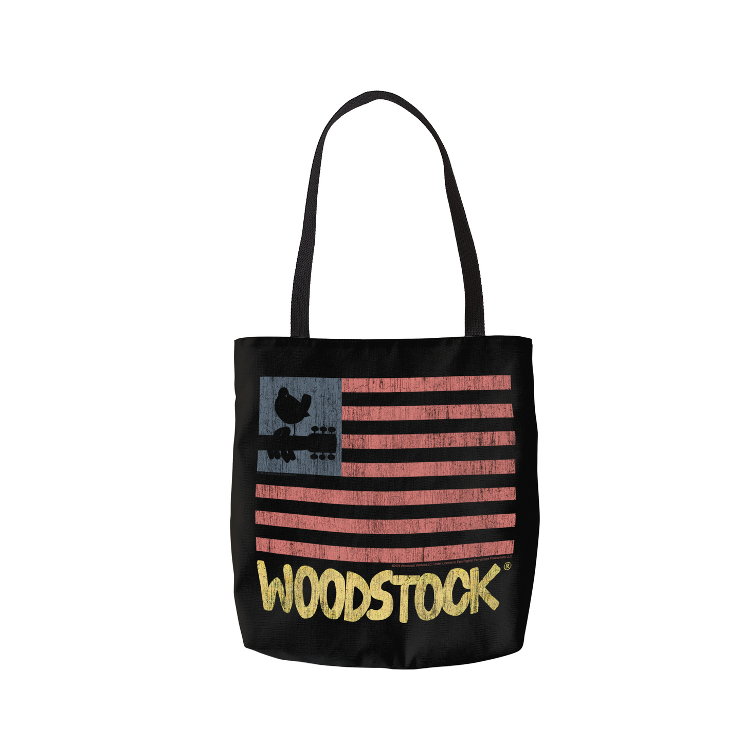 Woodstock Distressed Flag Black and Woodstock Distressed Flag Black with Tote Bag