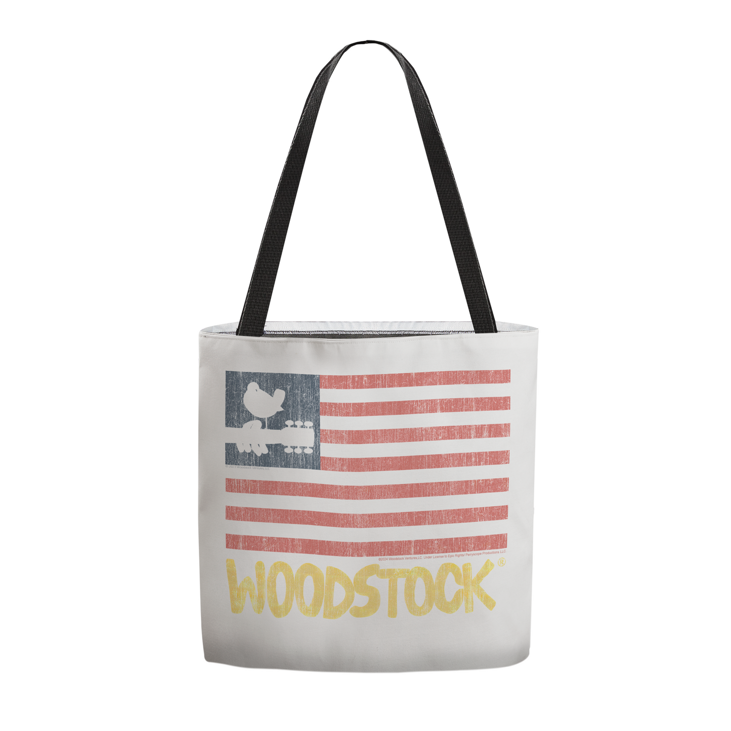 Woodstock Distressed Flag White and Woodstock Distressed Flag White with Tote Bag