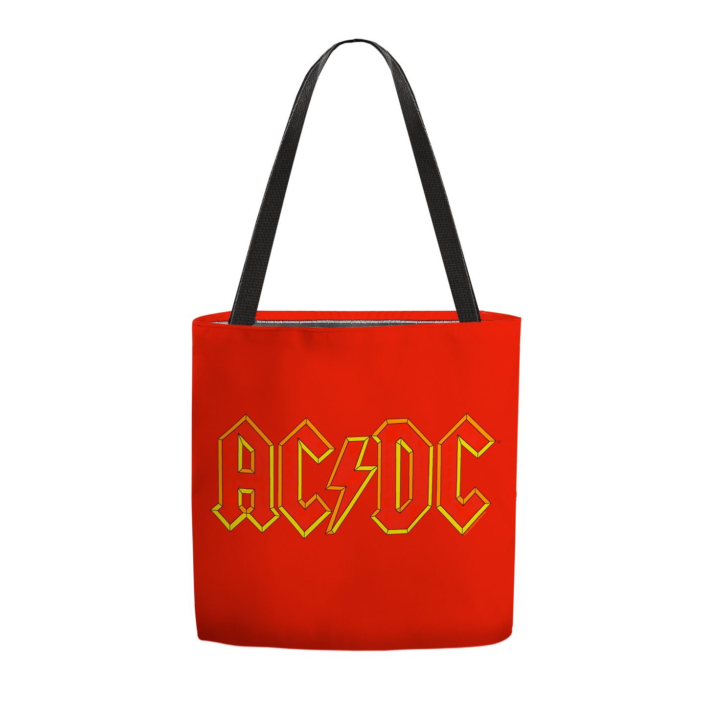 ACDC Yellow Outline Red Logo Tote Bag