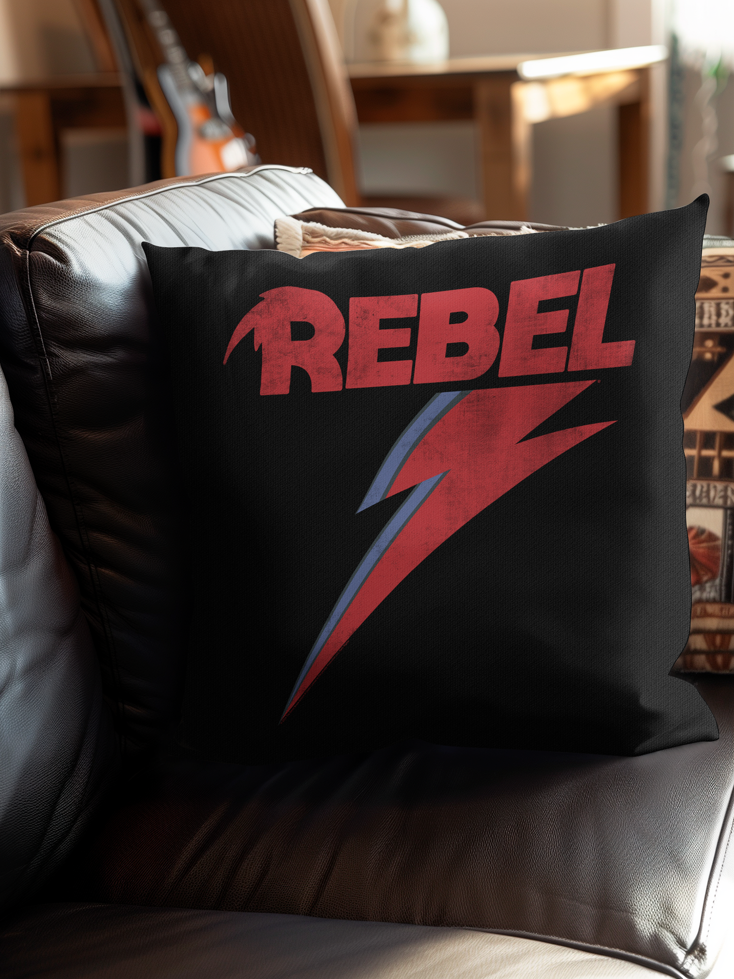 David Bowie Distressed Rebel Pillow