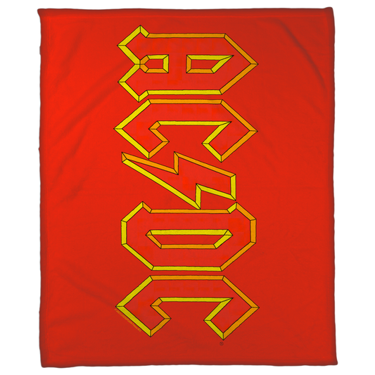 ACDC Yellow Outline Red Logo Fleece Blanket