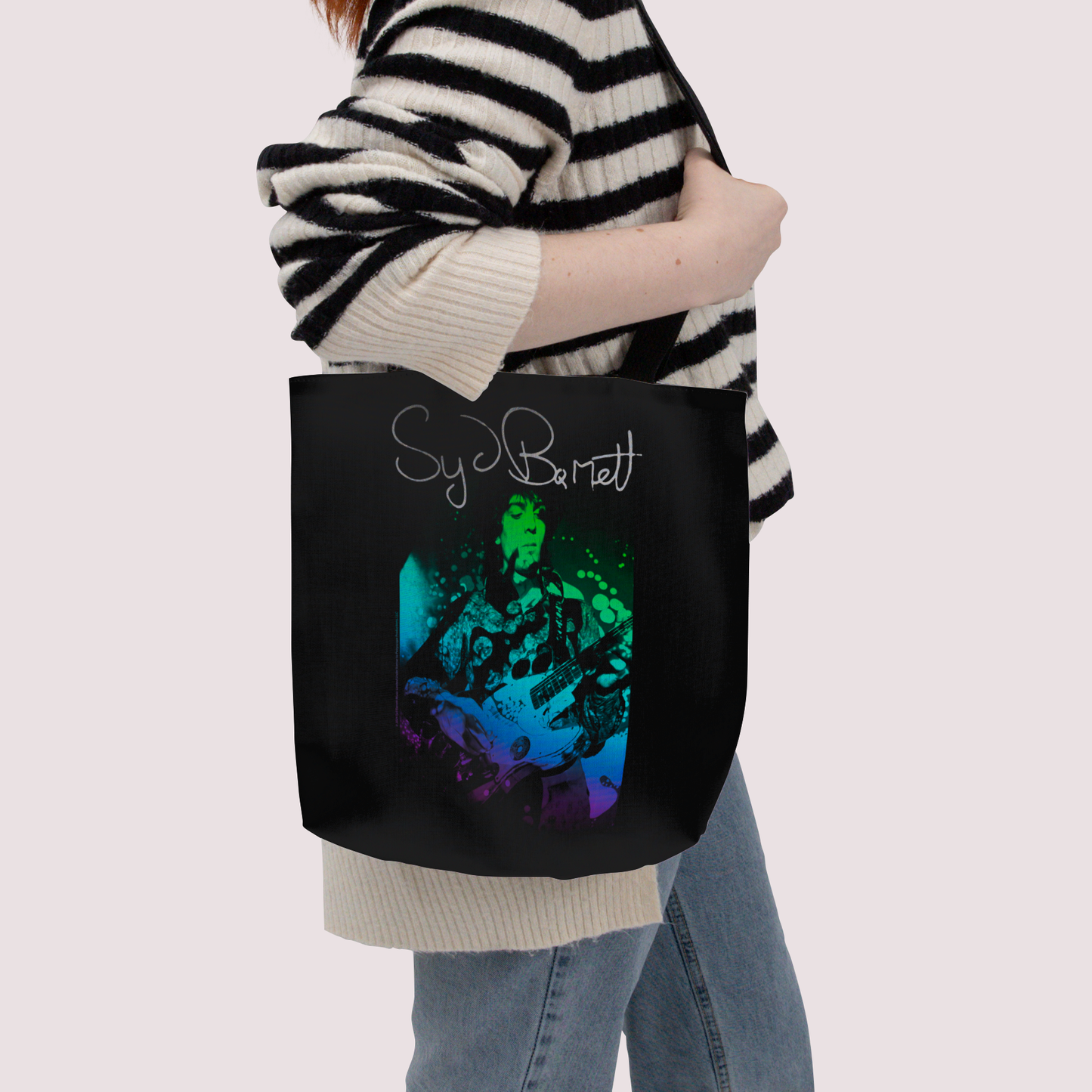 Syd Barret Colorful Portrait with Guitar with Tote Bag