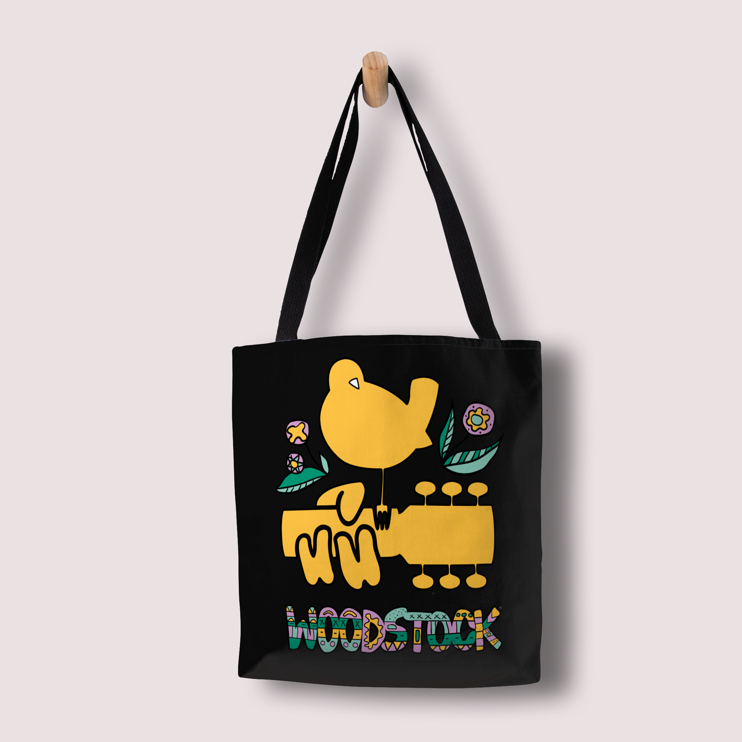 Woodstock Bird Aztec Black and Woodstock Bird Aztec Black with Tote Bag