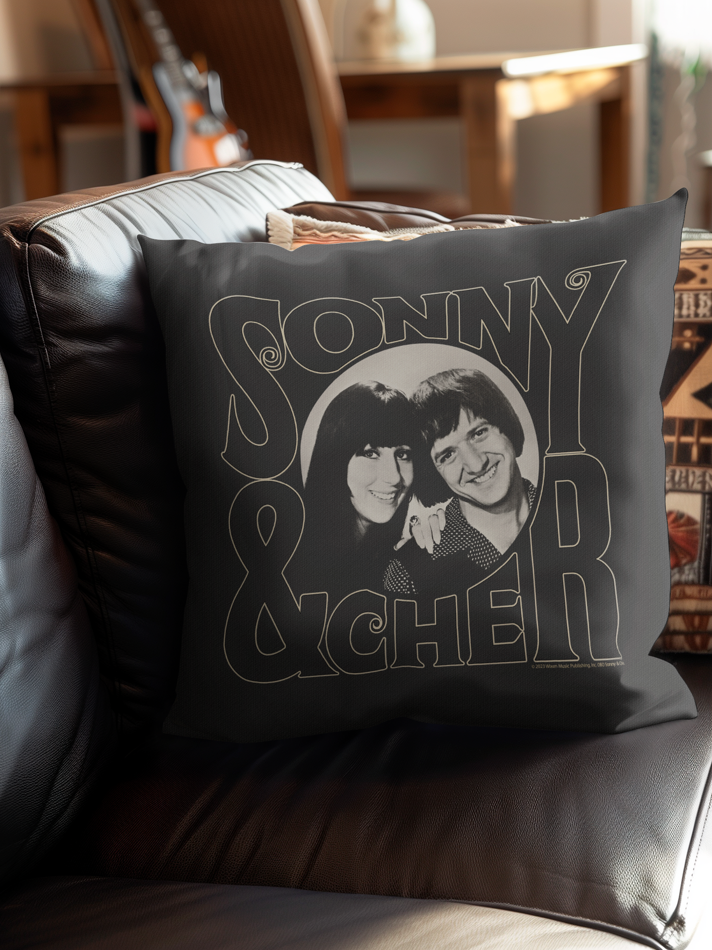 Sonny & Cher Circle Photo and Sonny & Cher Circle Photo with Pillow square