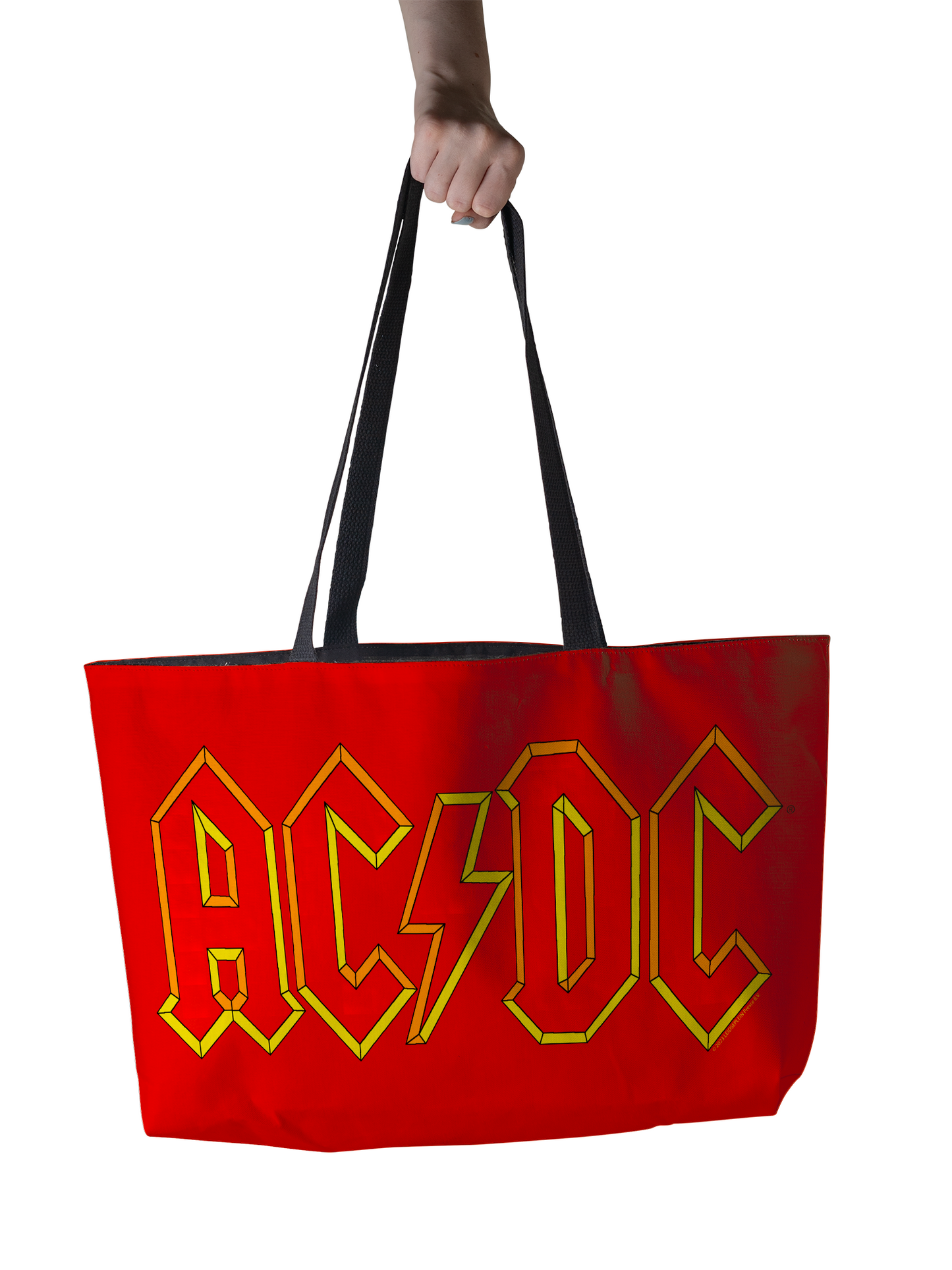 ACDC Yellow Outline Red Logo Weekender Totebag