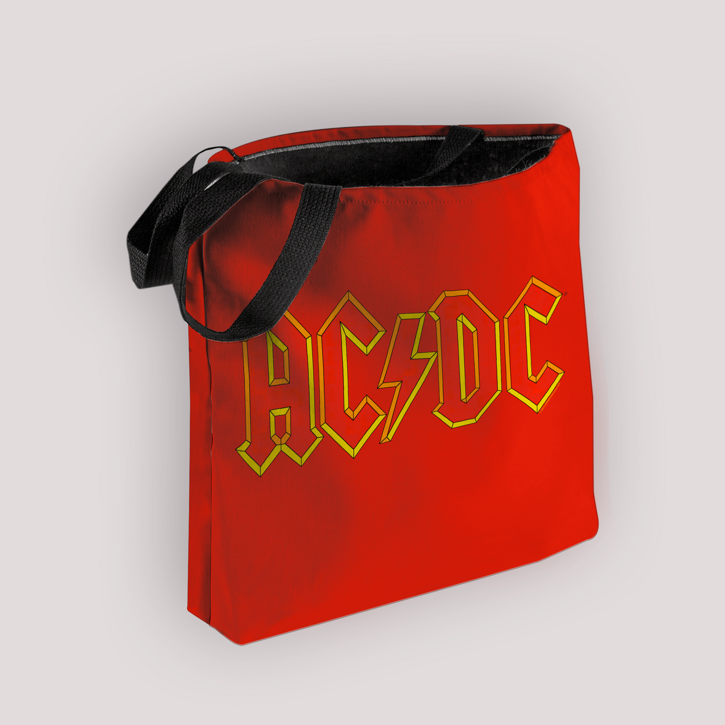 ACDC Yellow Outline Red Logo Tote Bag