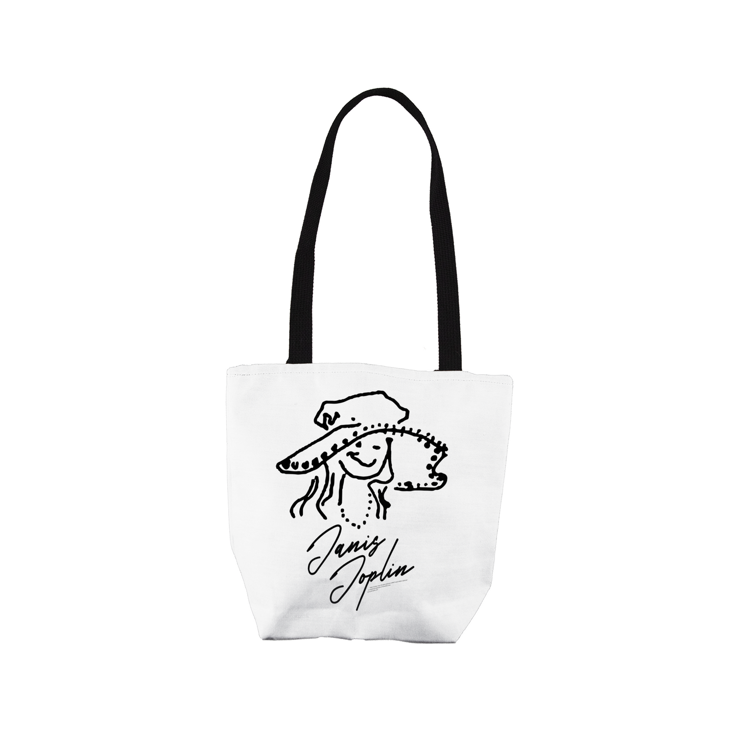 Janis Joplin Outline Sketched White and Janis Joplin Outline Sketched White with Tote Bag